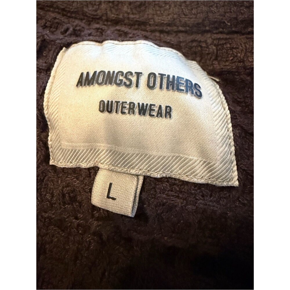 Amongst Ofhers Brown Waffle-Knit Button-Down Shirt Shacket L - Picture 3 of 7
